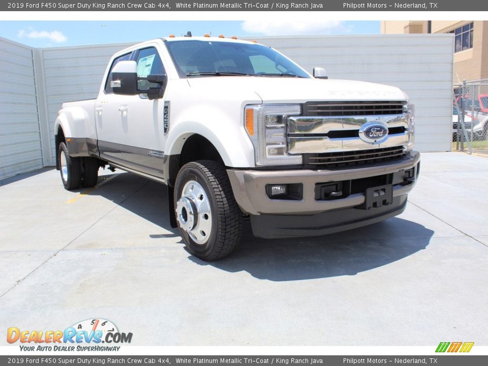 2019 Ford F450 Super Duty King Ranch Crew Cab 4x4 White Platinum Metallic Tri-Coat / King Ranch Java Photo #2