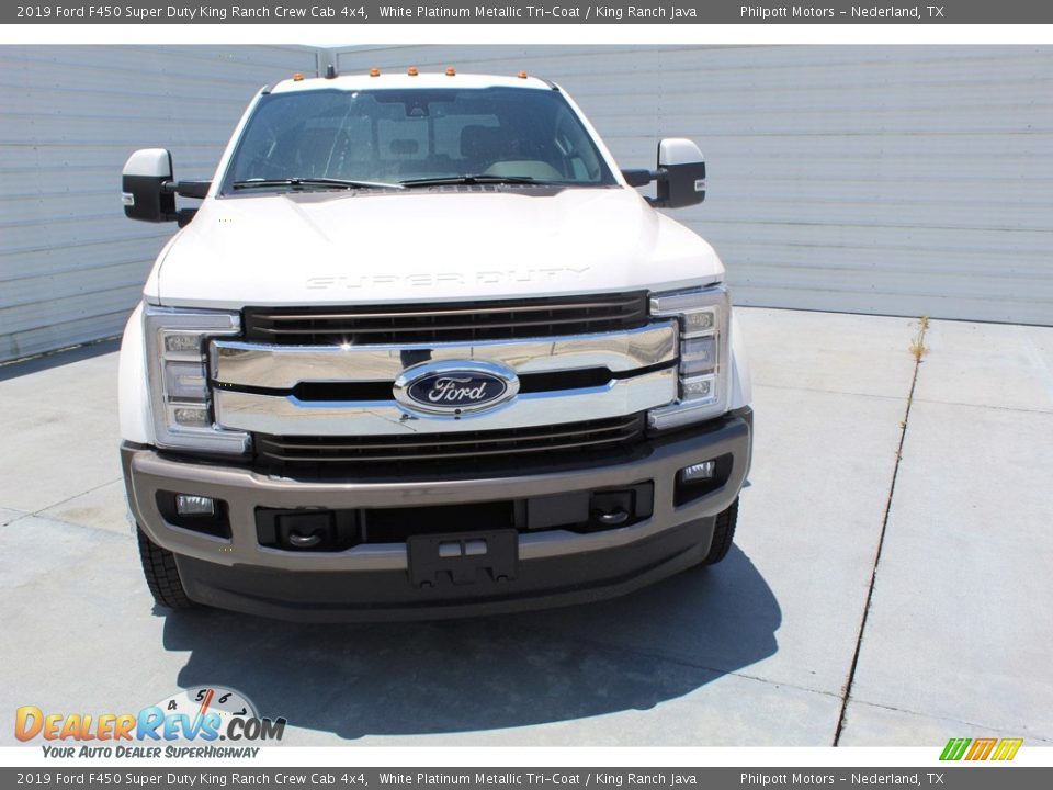 2019 Ford F450 Super Duty King Ranch Crew Cab 4x4 White Platinum Metallic Tri-Coat / King Ranch Java Photo #3