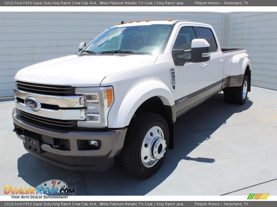 2019 Ford F450 Super Duty King Ranch Crew Cab 4x4 White Platinum Metallic Tri-Coat / King Ranch Java Photo #4