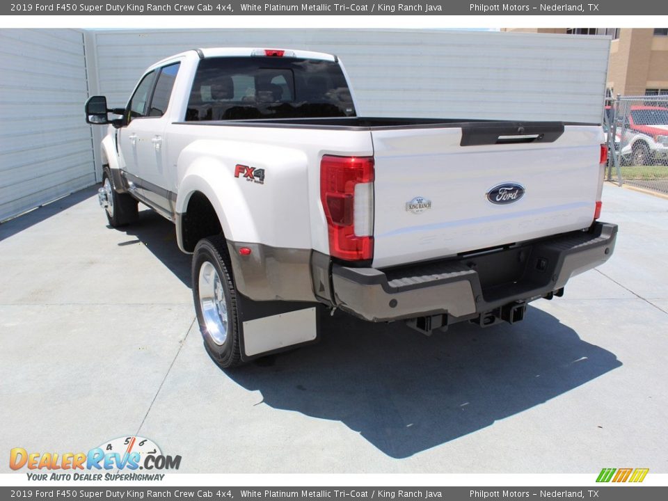 2019 Ford F450 Super Duty King Ranch Crew Cab 4x4 White Platinum Metallic Tri-Coat / King Ranch Java Photo #6