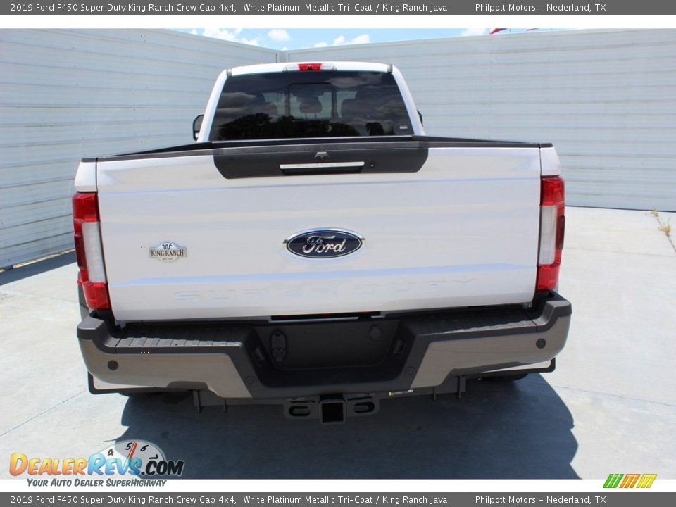 2019 Ford F450 Super Duty King Ranch Crew Cab 4x4 White Platinum Metallic Tri-Coat / King Ranch Java Photo #7