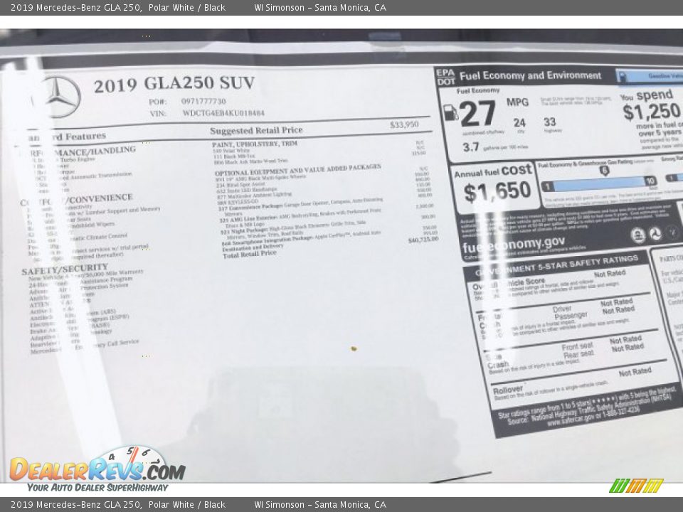 2019 Mercedes-Benz GLA 250 Polar White / Black Photo #10