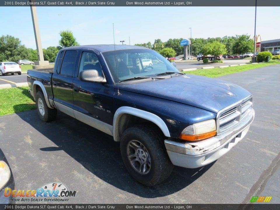2001 Dodge Dakota SLT Quad Cab 4x4 Black / Dark Slate Gray Photo #2
