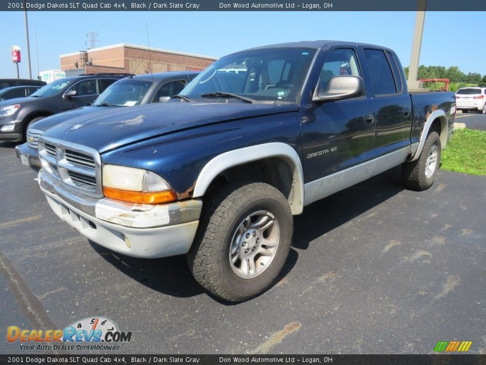 2001 Dodge Dakota SLT Quad Cab 4x4 Black / Dark Slate Gray Photo #7