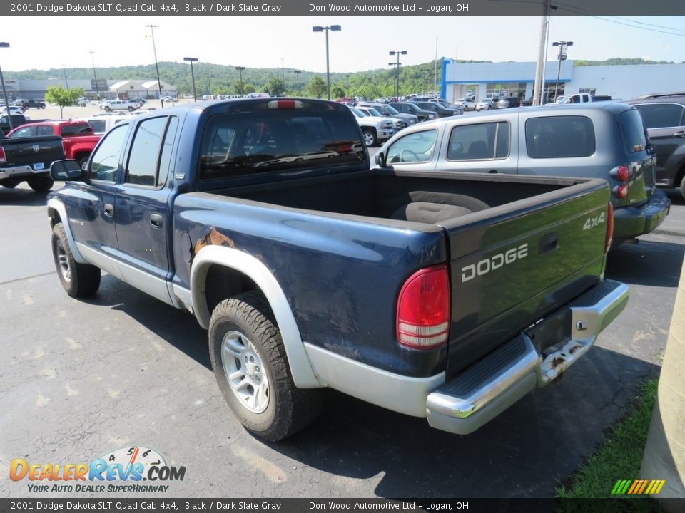 2001 Dodge Dakota SLT Quad Cab 4x4 Black / Dark Slate Gray Photo #10