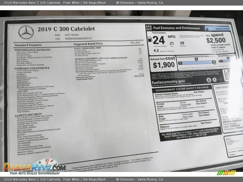 2019 Mercedes-Benz C 300 Cabriolet Polar White / Silk Beige/Black Photo #10