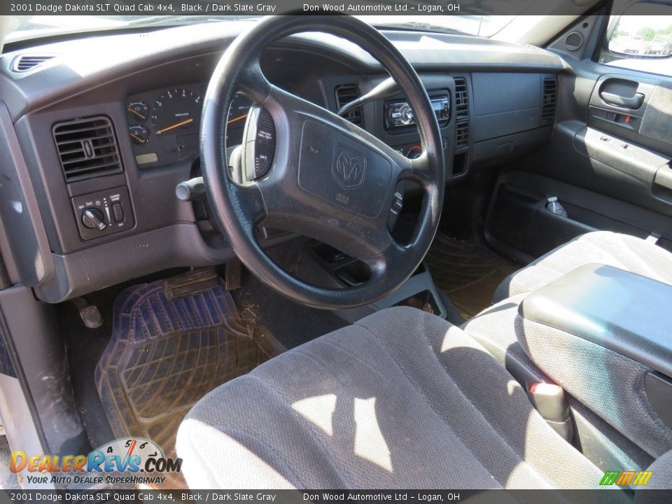 2001 Dodge Dakota SLT Quad Cab 4x4 Black / Dark Slate Gray Photo #17