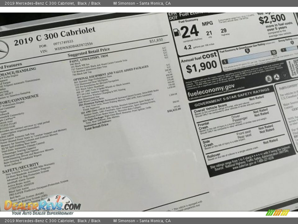 2019 Mercedes-Benz C 300 Cabriolet Black / Black Photo #11