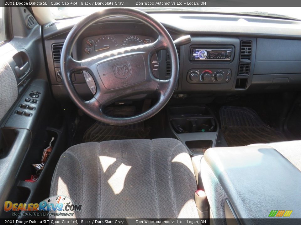 2001 Dodge Dakota SLT Quad Cab 4x4 Black / Dark Slate Gray Photo #24