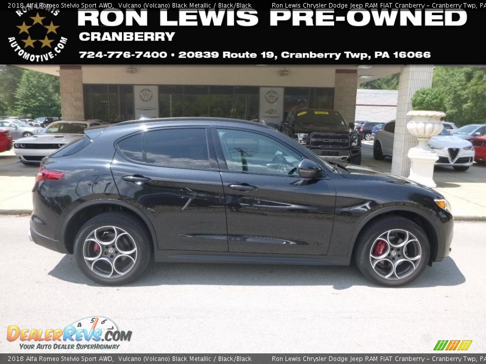 2018 Alfa Romeo Stelvio Sport AWD Vulcano (Volcano) Black Metallic / Black/Black Photo #1