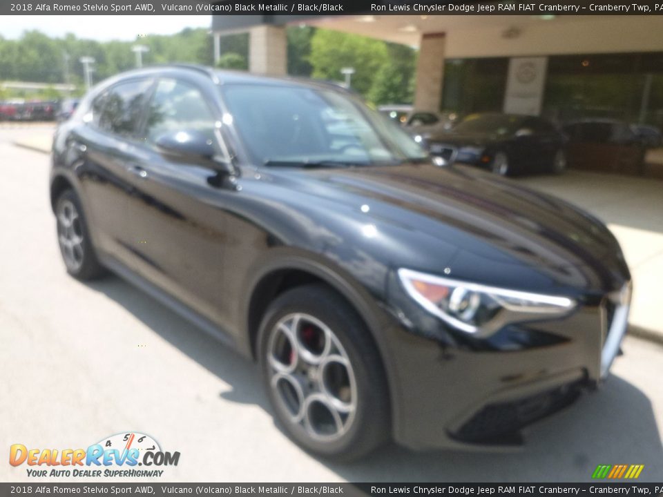 2018 Alfa Romeo Stelvio Sport AWD Vulcano (Volcano) Black Metallic / Black/Black Photo #3