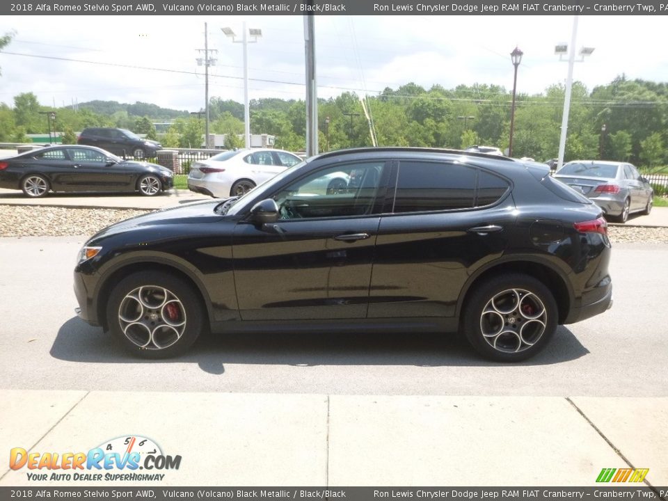 2018 Alfa Romeo Stelvio Sport AWD Vulcano (Volcano) Black Metallic / Black/Black Photo #6