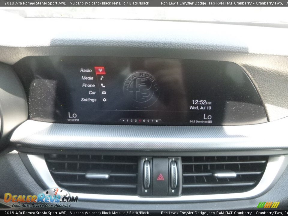 2018 Alfa Romeo Stelvio Sport AWD Vulcano (Volcano) Black Metallic / Black/Black Photo #16