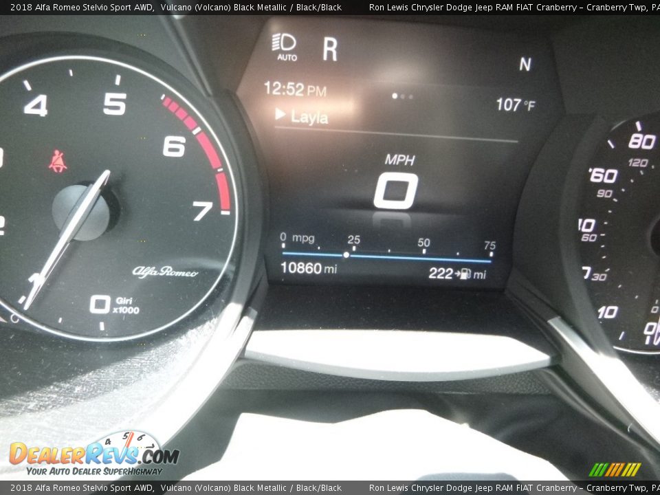 2018 Alfa Romeo Stelvio Sport AWD Vulcano (Volcano) Black Metallic / Black/Black Photo #18