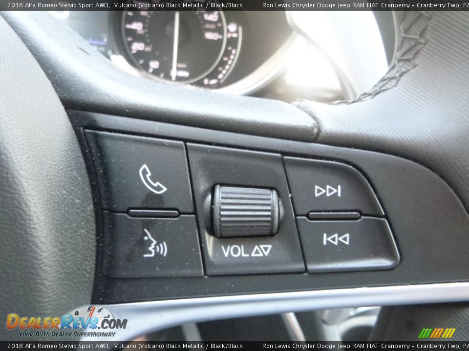 2018 Alfa Romeo Stelvio Sport AWD Vulcano (Volcano) Black Metallic / Black/Black Photo #19