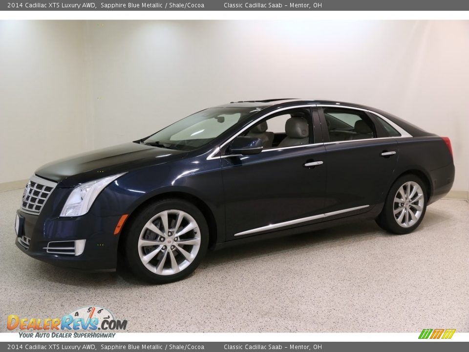 2014 Cadillac XTS Luxury AWD Sapphire Blue Metallic / Shale/Cocoa Photo #3