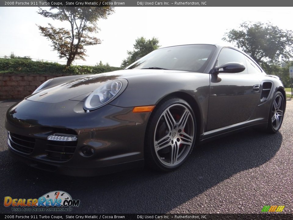 2008 Porsche 911 Turbo Coupe Slate Grey Metallic / Cocoa Brown Photo #1