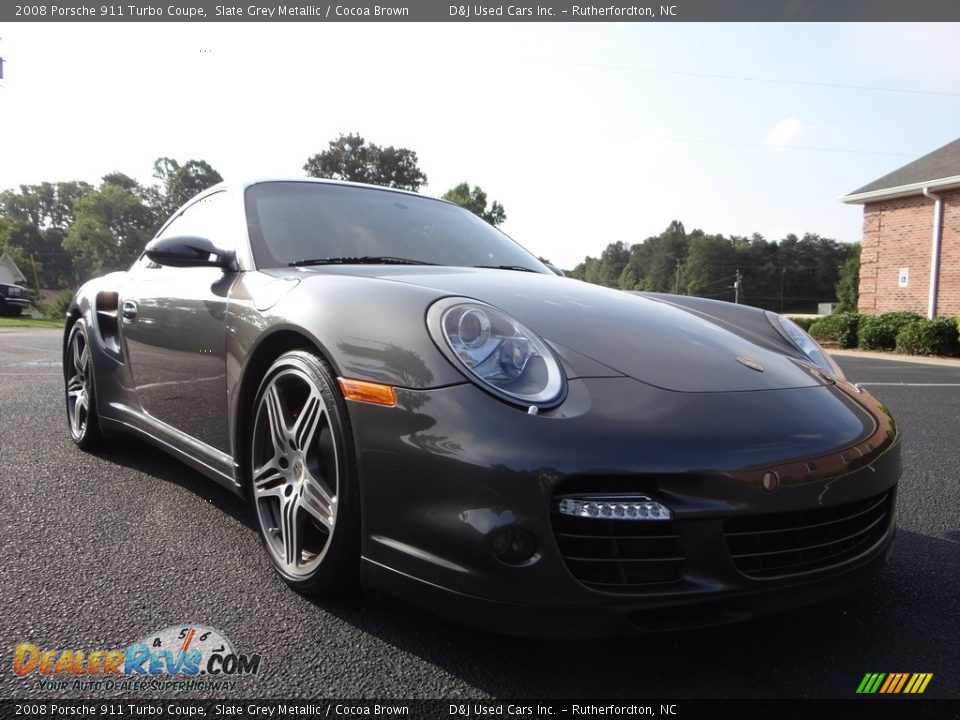 2008 Porsche 911 Turbo Coupe Slate Grey Metallic / Cocoa Brown Photo #3