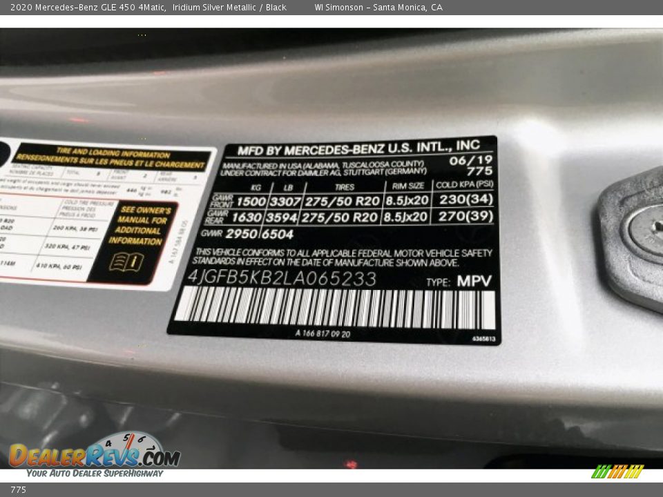 Mercedes-Benz Color Code 775 Iridium Silver Metallic