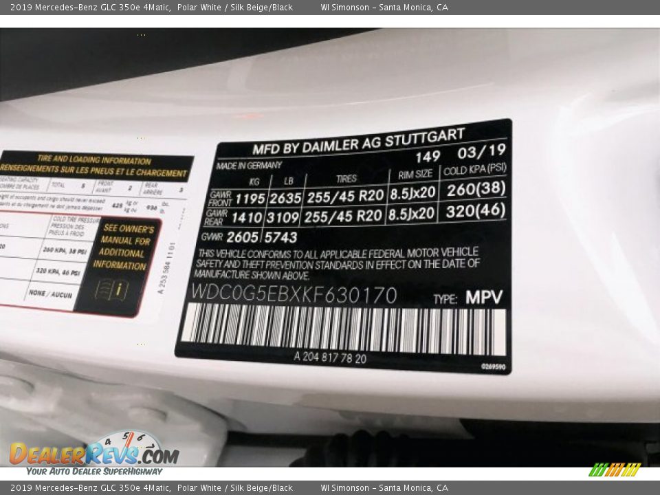 2019 Mercedes-Benz GLC 350e 4Matic Polar White / Silk Beige/Black Photo #11