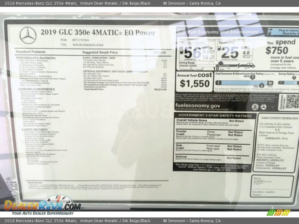 2019 Mercedes-Benz GLC 350e 4Matic Iridium Silver Metallic / Silk Beige/Black Photo #10