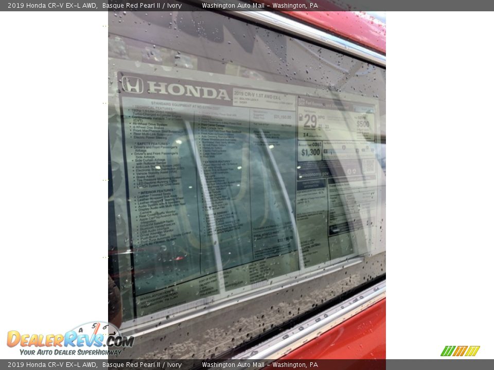 2019 Honda CR-V EX-L AWD Basque Red Pearl II / Ivory Photo #15