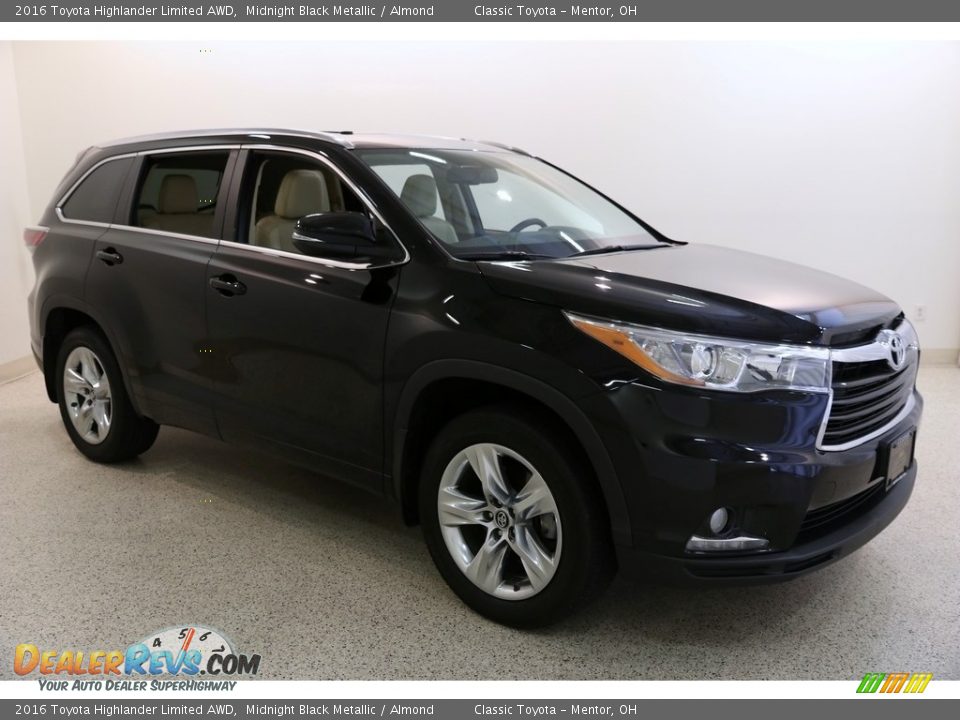 2016 Toyota Highlander Limited AWD Midnight Black Metallic / Almond Photo #1