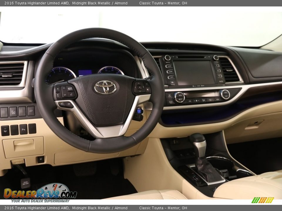 2016 Toyota Highlander Limited AWD Midnight Black Metallic / Almond Photo #6