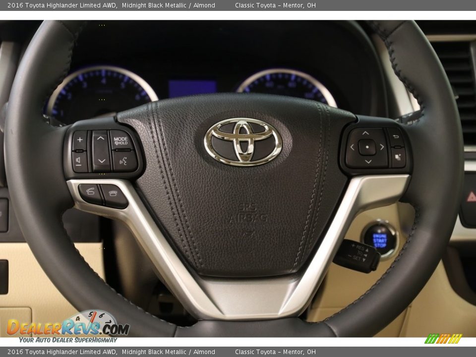 2016 Toyota Highlander Limited AWD Midnight Black Metallic / Almond Photo #7