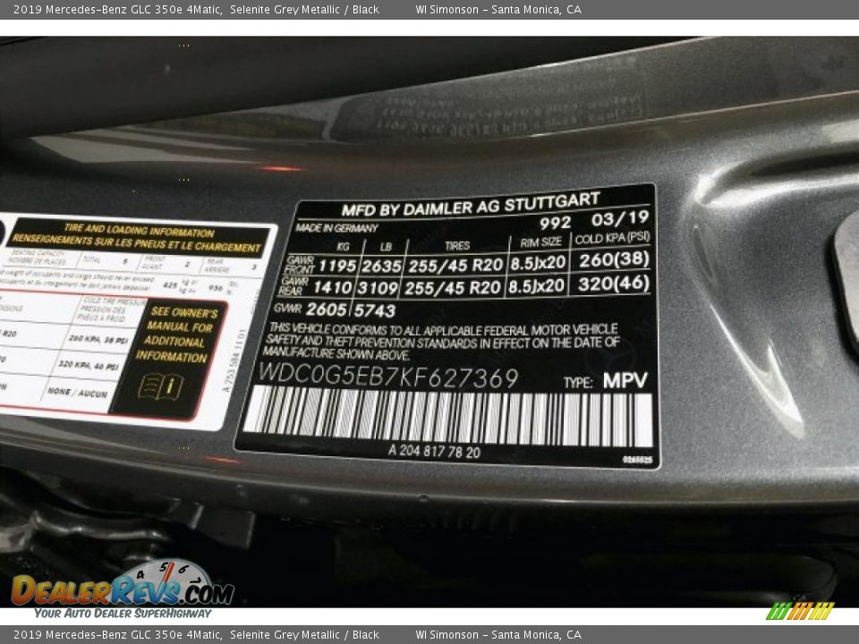 2019 Mercedes-Benz GLC 350e 4Matic Selenite Grey Metallic / Black Photo #11