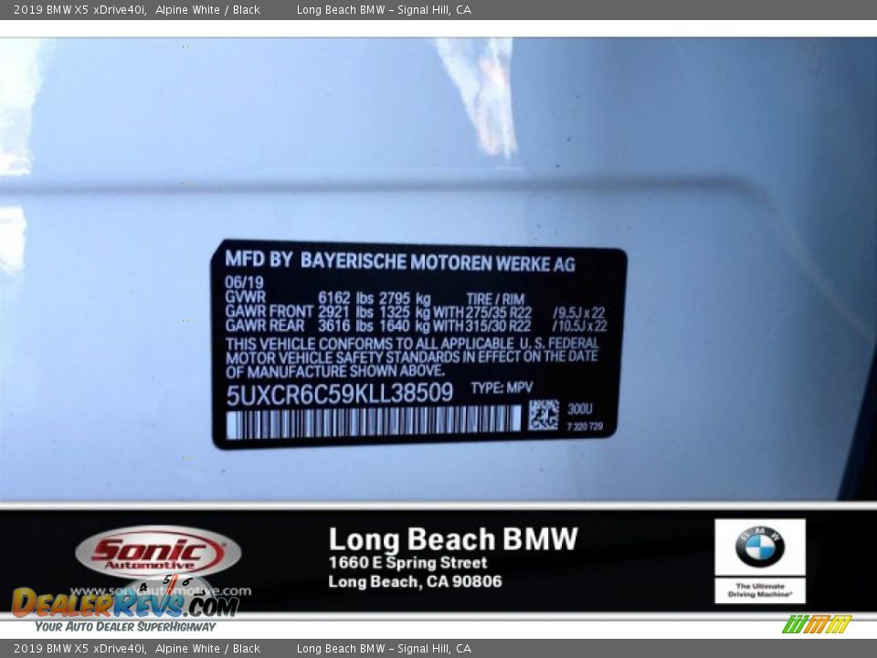 2019 BMW X5 xDrive40i Alpine White / Black Photo #11