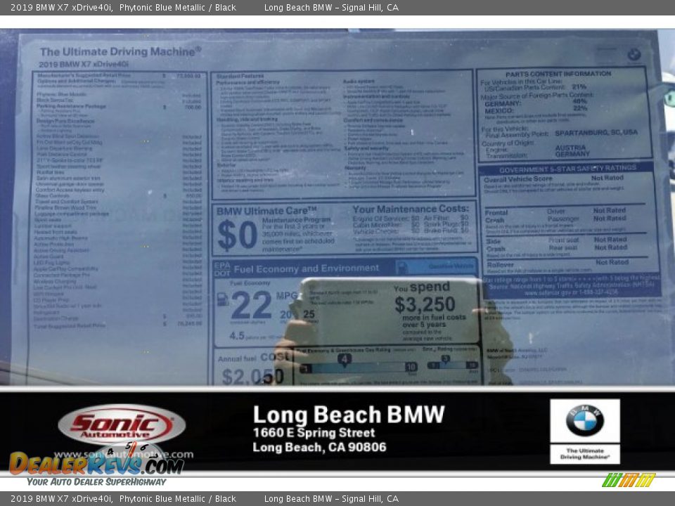 2019 BMW X7 xDrive40i Phytonic Blue Metallic / Black Photo #10