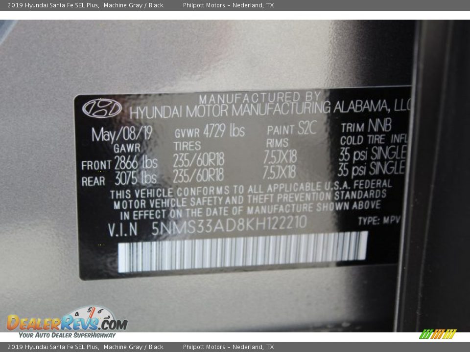 2019 Hyundai Santa Fe SEL Plus Machine Gray / Black Photo #27