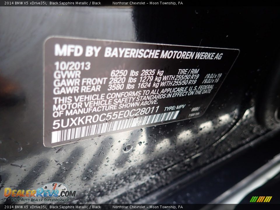 2014 BMW X5 xDrive35i Black Sapphire Metallic / Black Photo #28
