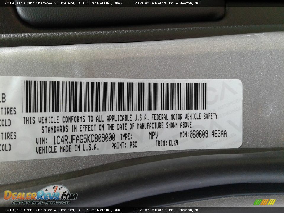 2019 Jeep Grand Cherokee Altitude 4x4 Billet Silver Metallic / Black Photo #36