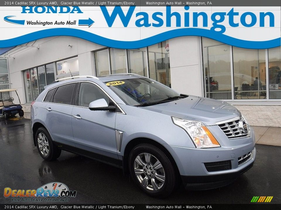 2014 Cadillac SRX Luxury AWD Glacier Blue Metallic / Light Titanium/Ebony Photo #1