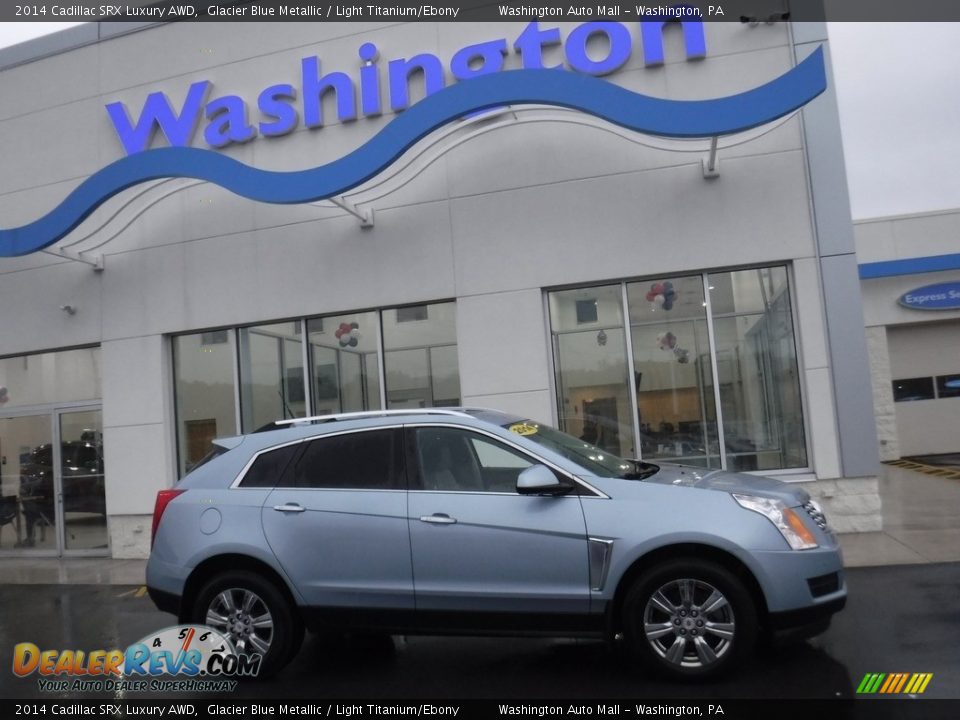2014 Cadillac SRX Luxury AWD Glacier Blue Metallic / Light Titanium/Ebony Photo #2