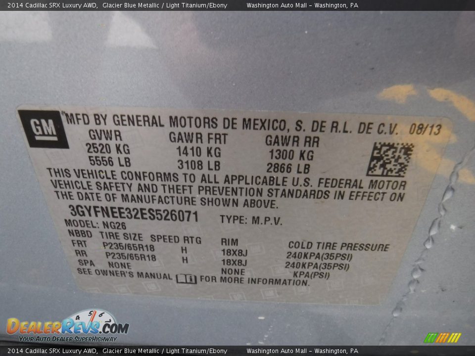 2014 Cadillac SRX Luxury AWD Glacier Blue Metallic / Light Titanium/Ebony Photo #28