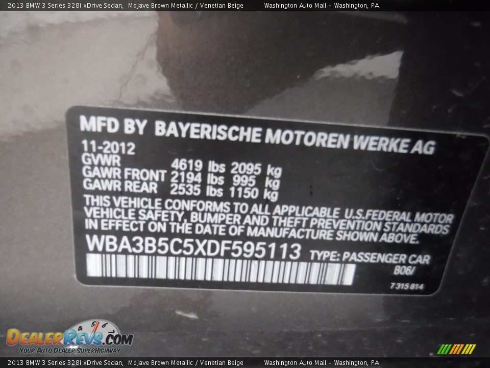 2013 BMW 3 Series 328i xDrive Sedan Mojave Brown Metallic / Venetian Beige Photo #27