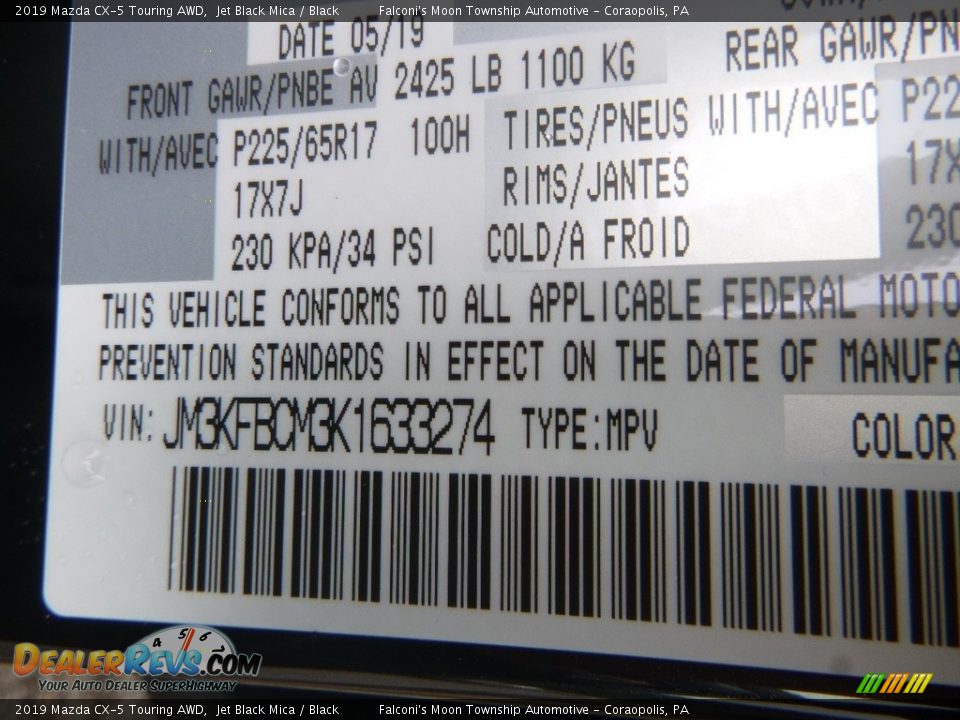 2019 Mazda CX-5 Touring AWD Jet Black Mica / Black Photo #12