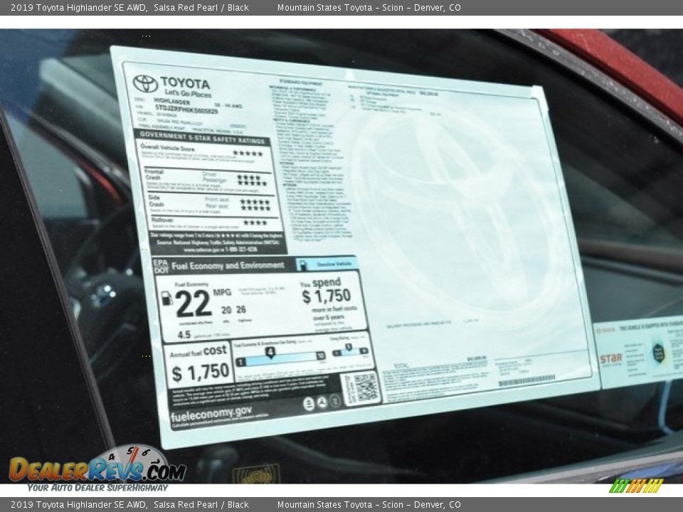 2019 Toyota Highlander SE AWD Salsa Red Pearl / Black Photo #12
