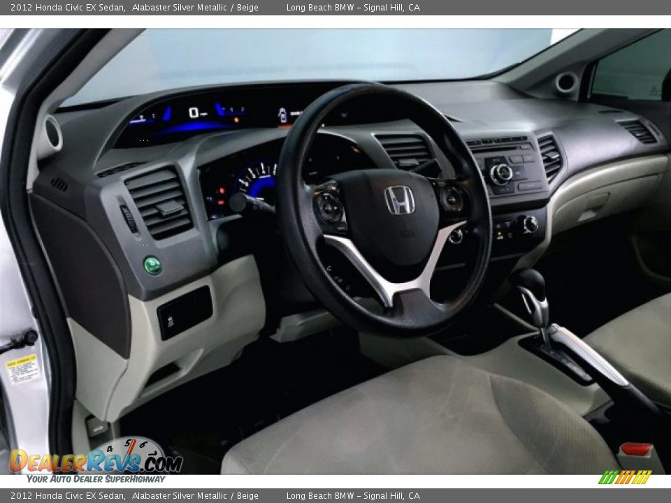 2012 Honda Civic EX Sedan Alabaster Silver Metallic / Beige Photo #16