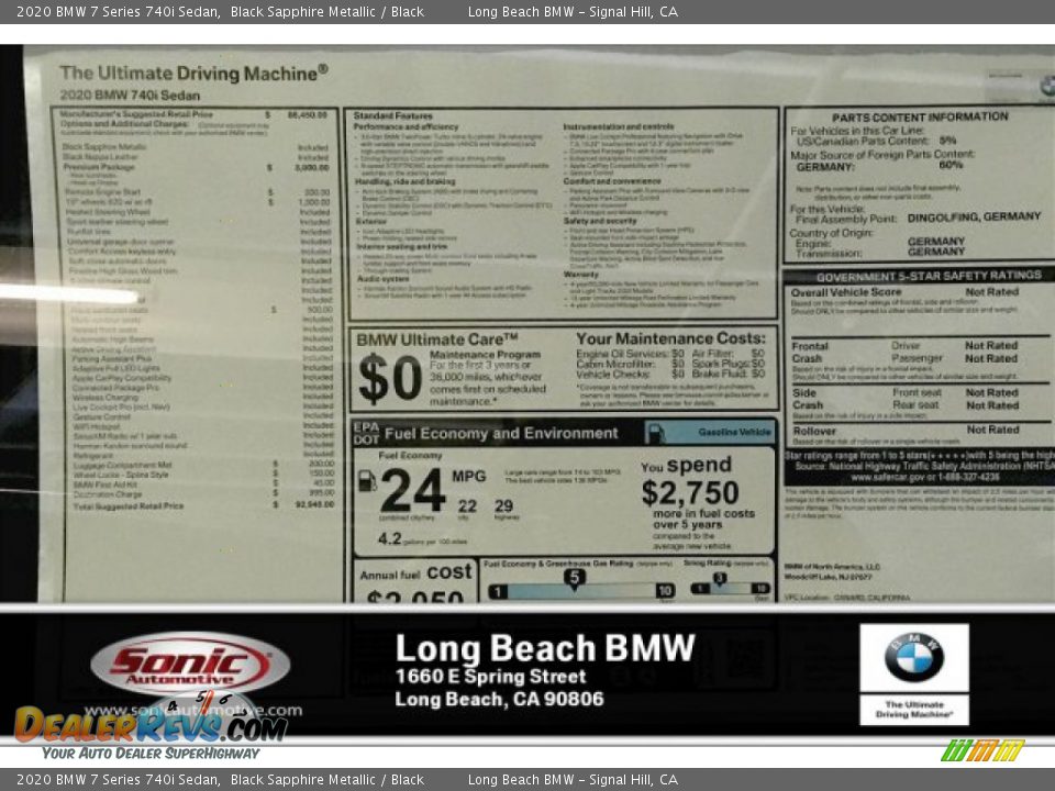 2020 BMW 7 Series 740i Sedan Black Sapphire Metallic / Black Photo #10