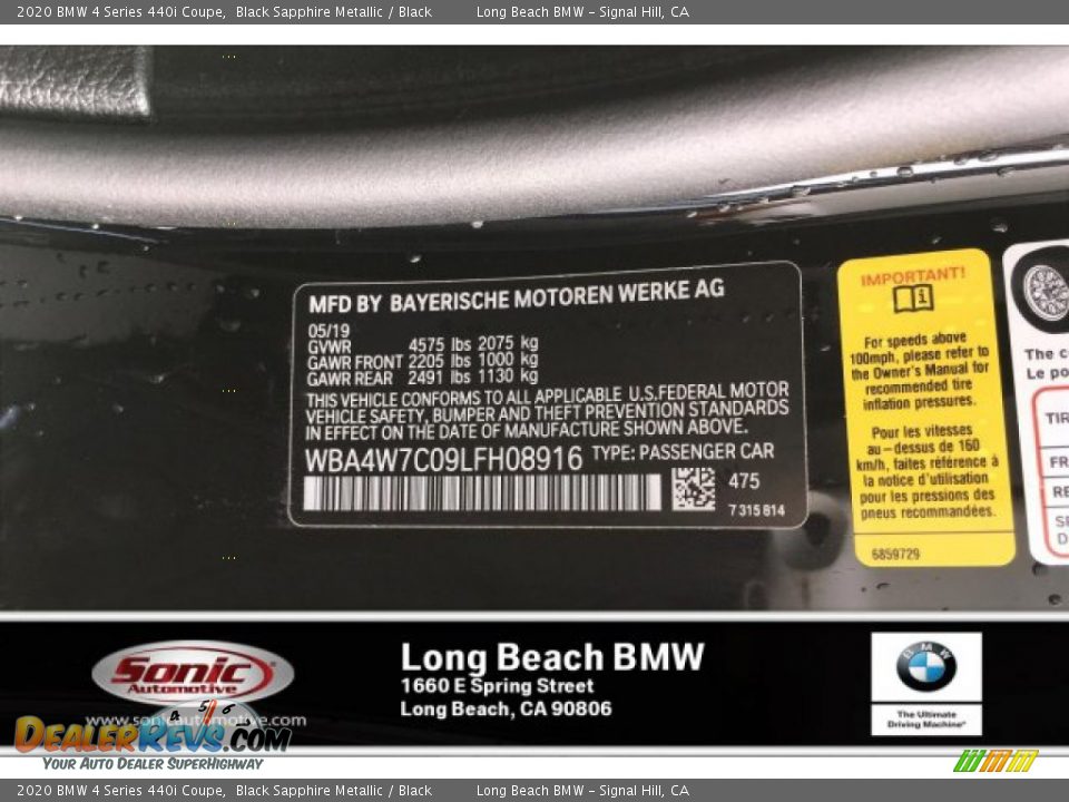 2020 BMW 4 Series 440i Coupe Black Sapphire Metallic / Black Photo #11