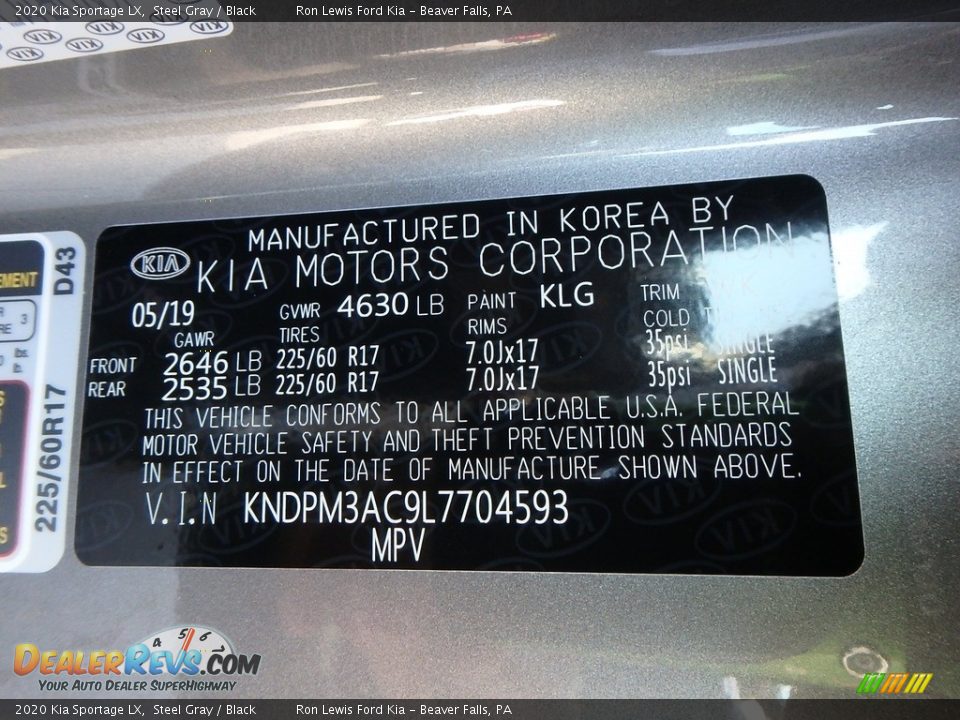 2020 Kia Sportage LX Steel Gray / Black Photo #15