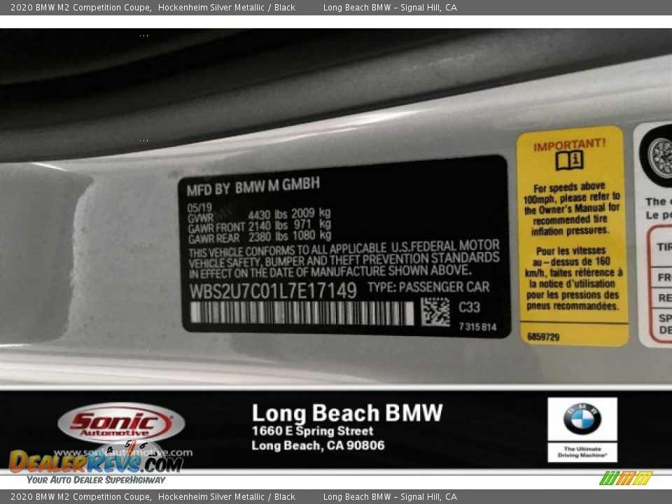 2020 BMW M2 Competition Coupe Hockenheim Silver Metallic / Black Photo #11