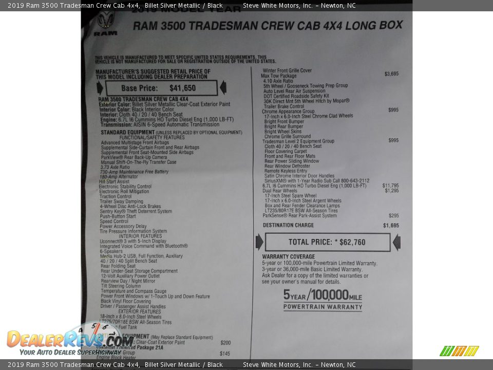 2019 Ram 3500 Tradesman Crew Cab 4x4 Billet Silver Metallic / Black Photo #30