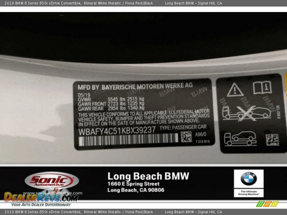 2019 BMW 8 Series 850i xDrive Convertible Mineral White Metallic / Fiona Red/Black Photo #11
