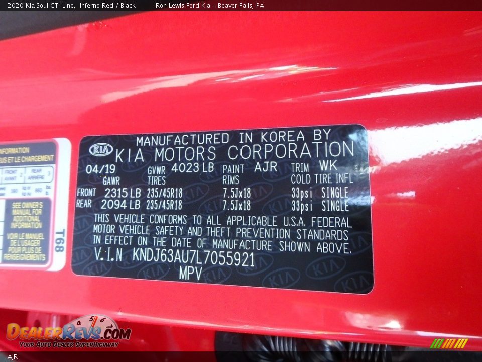 Kia Color Code AJR Inferno Red