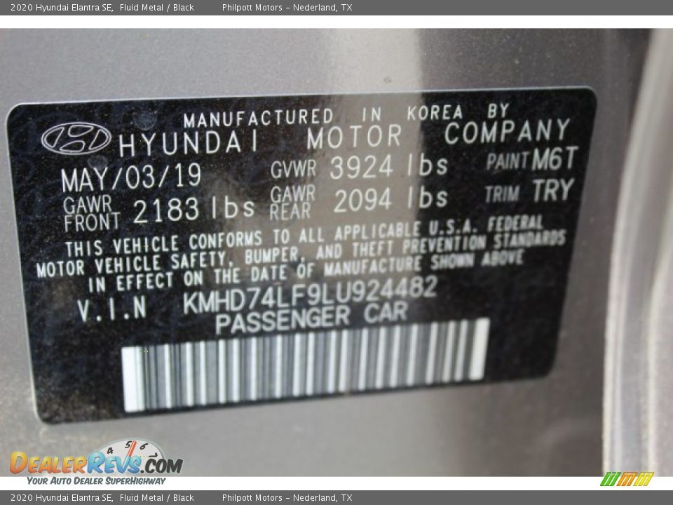 2020 Hyundai Elantra SE Fluid Metal / Black Photo #23